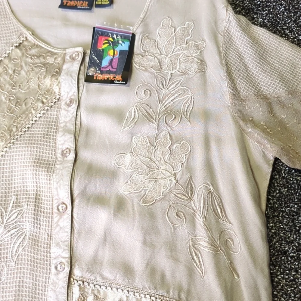 Vintage Indian Tropical Fashion 2-Piece Set Top&Skirt L Boho Festival Rayon NWT - Picture 4 of 13